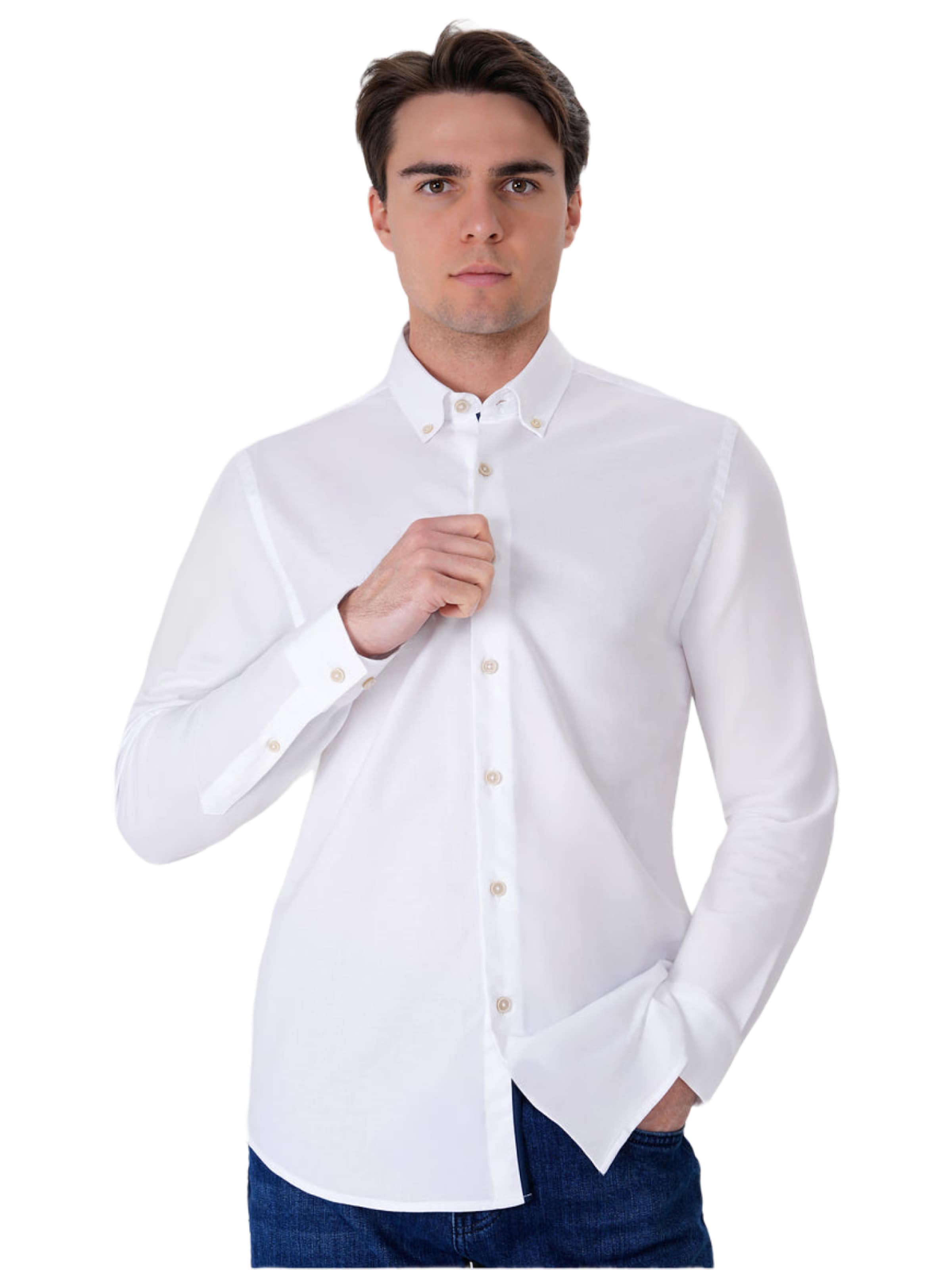 UNIQVIBE Slim Fit Hemd in Weiß