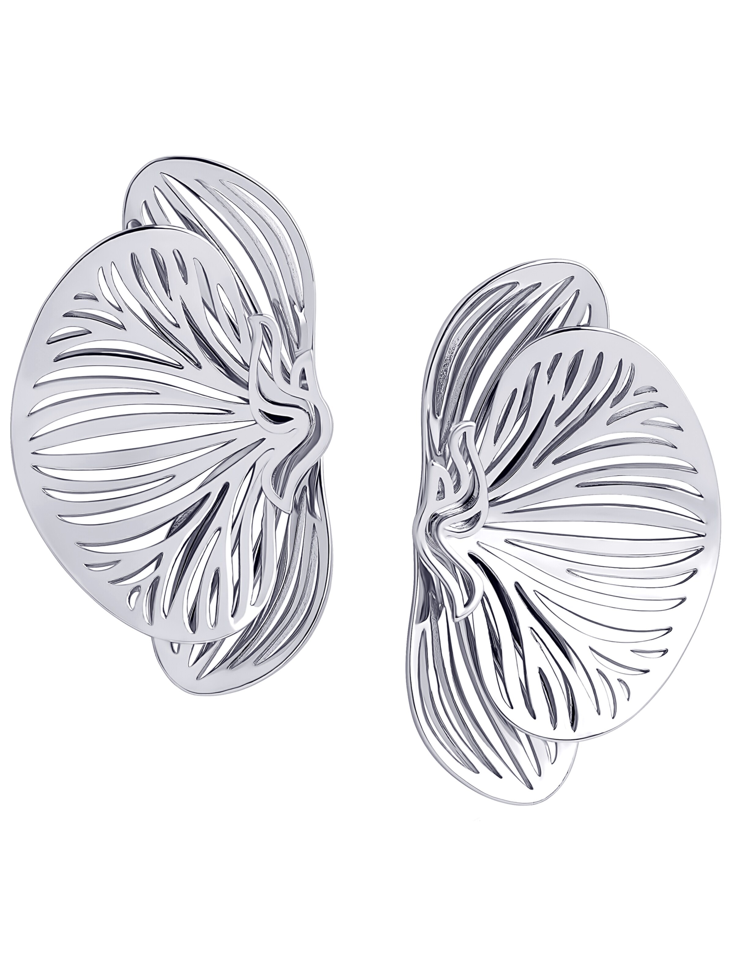 CLASSYANDFABULOUS Jewelry Earrings 'Orchid' in Silver: front
