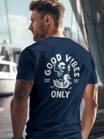 Neverless Shirt 'Good Vibes Rücken' in Blue