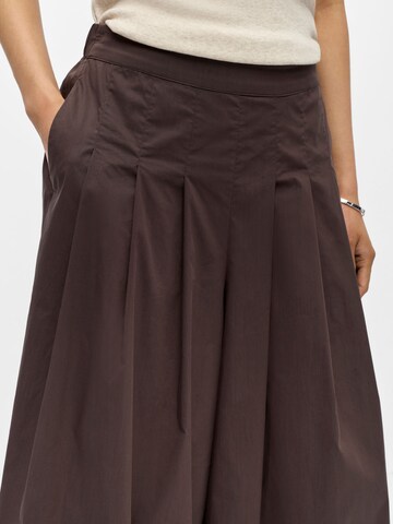 OBJECT Wide leg Broek 'OBJPaige' in Bruin