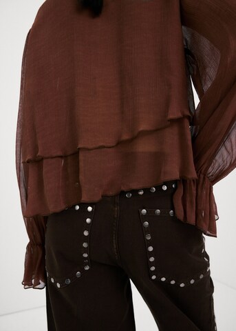 MANGO Wide leg Jeans 'Studs' in Brown