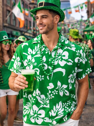 King Kameha Shirt 'Hibiscus' in Groen