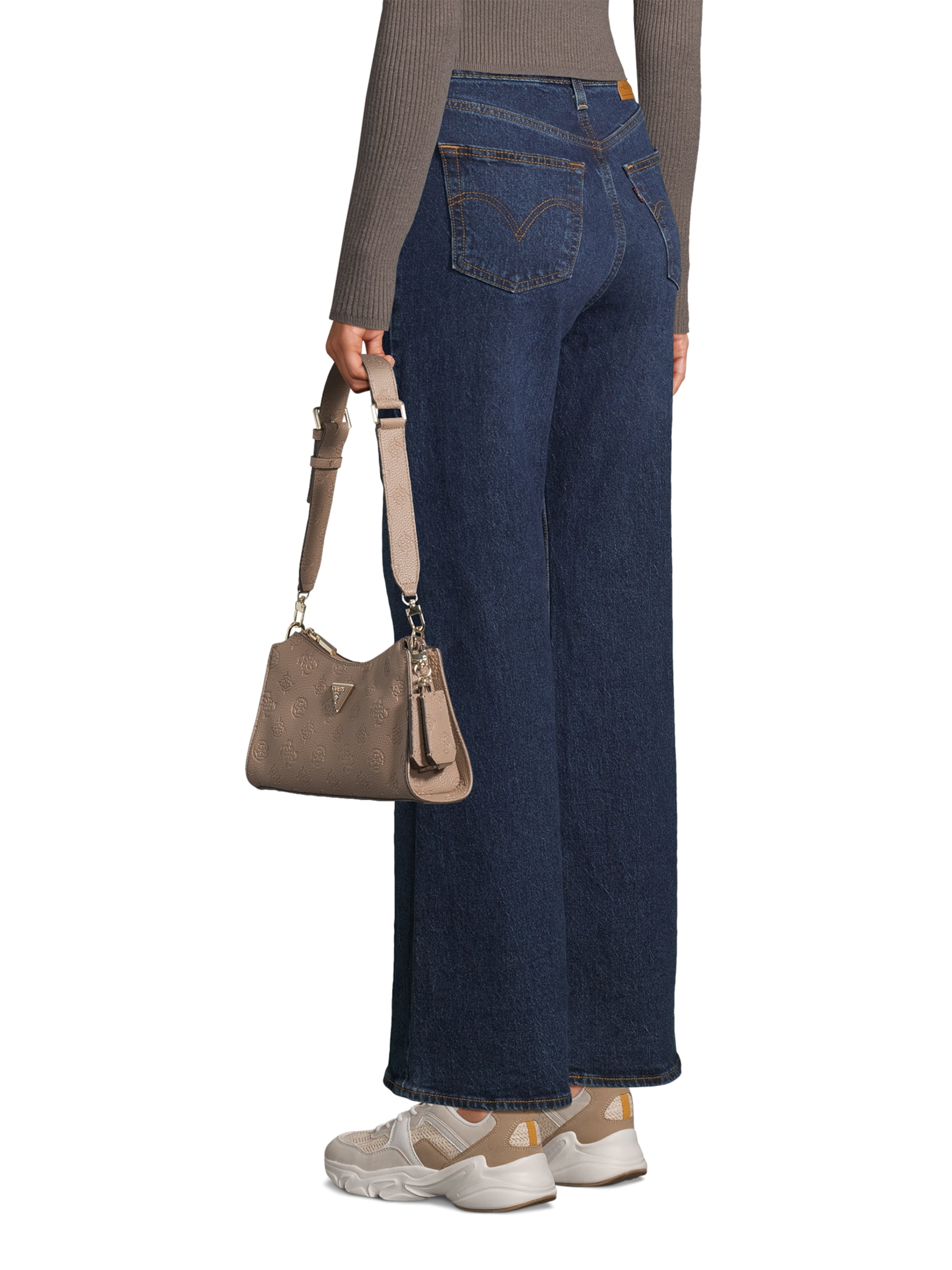 GUESS Shoulder bag 'CRESIDIA II TOP ZIP SHLDR BAG' in Beige