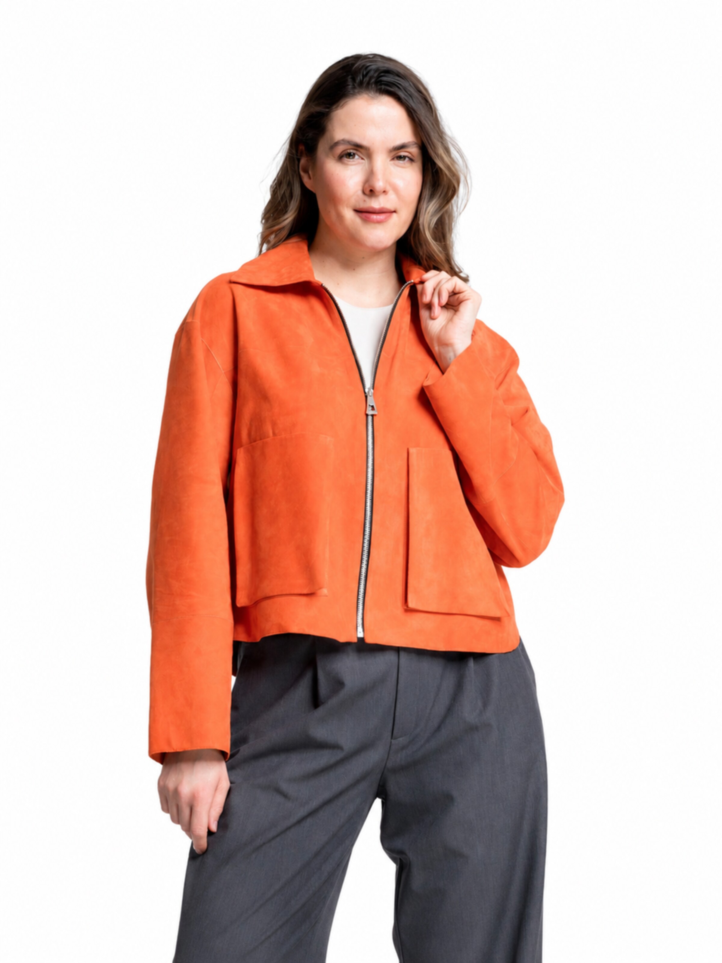 Mouflon Between-Season Jacket 'Nova' in Orange: front