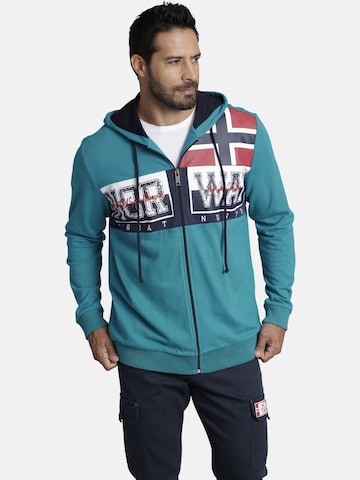 Jan Vanderstorm Zip-Up Hoodie 'Abbe' in Green: front