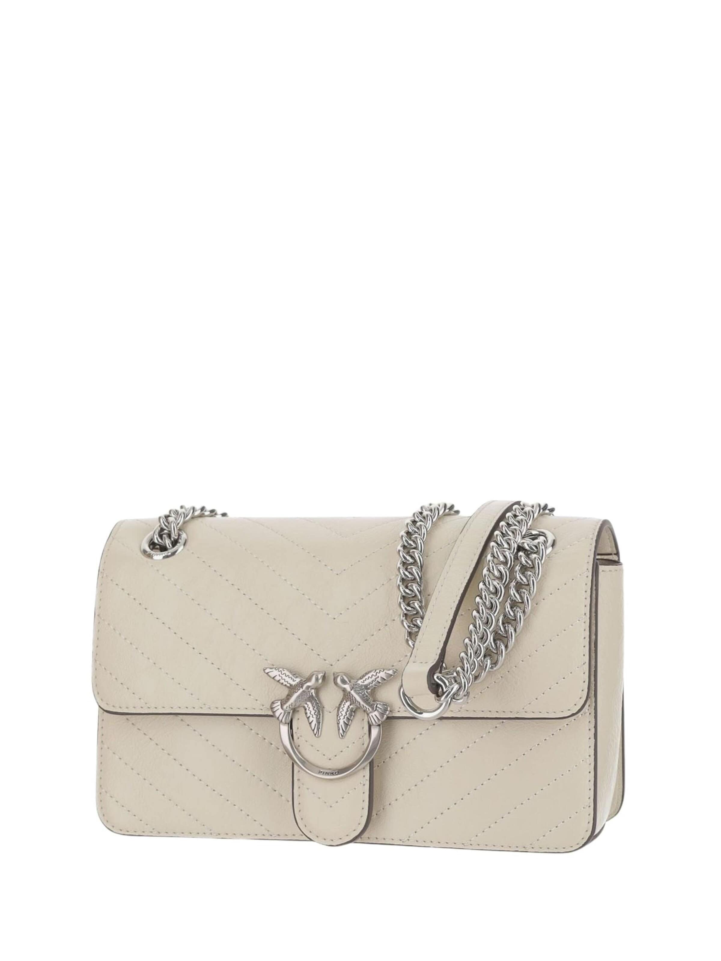 PINKO Taška přes rameno 'Pinko Sac Rabat Love One Light Mini Vitello Wr Blanc' – bílá