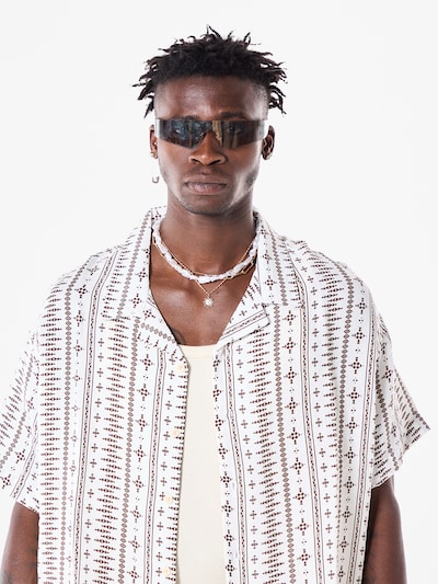 VAMOS CLO Button Up Shirt in Brown / White, Item view