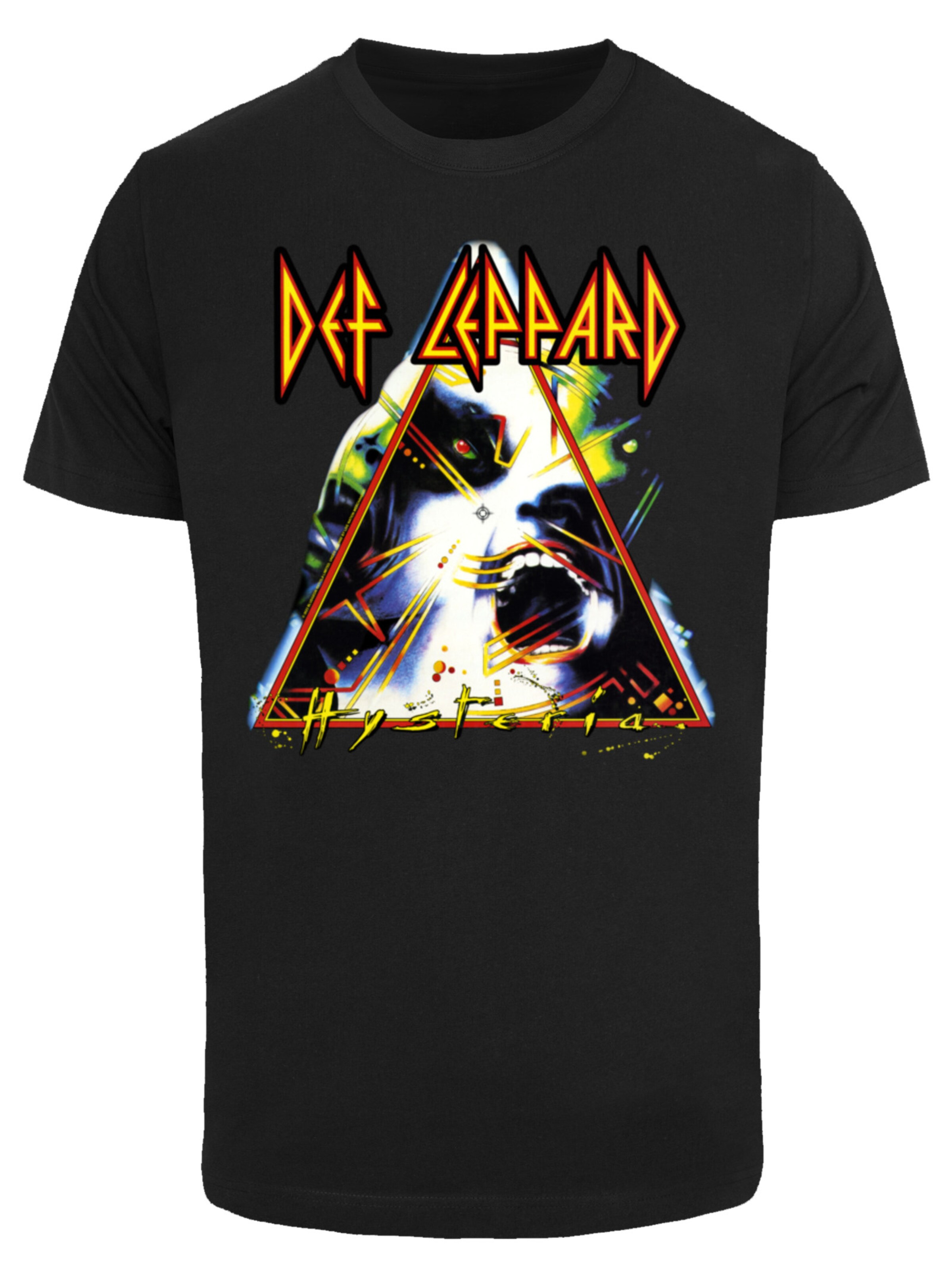 F4NT4STIC Shirt 'Def Leppard Hysteria' in Zwart: voorkant