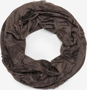 styleBREAKER Schlauchschal 'Gemusterter Loop Schal im Destroyed used Look' in Braun: Vorderseite