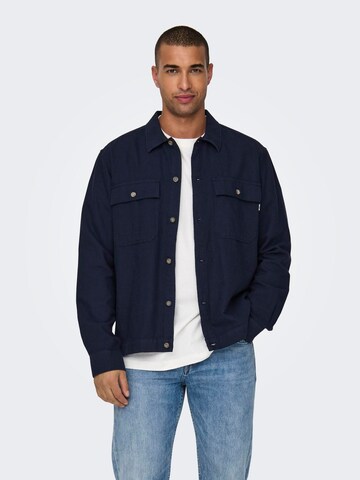 Only & Sons - Ajuste regular Camisa 'KENNET' en azul: frente