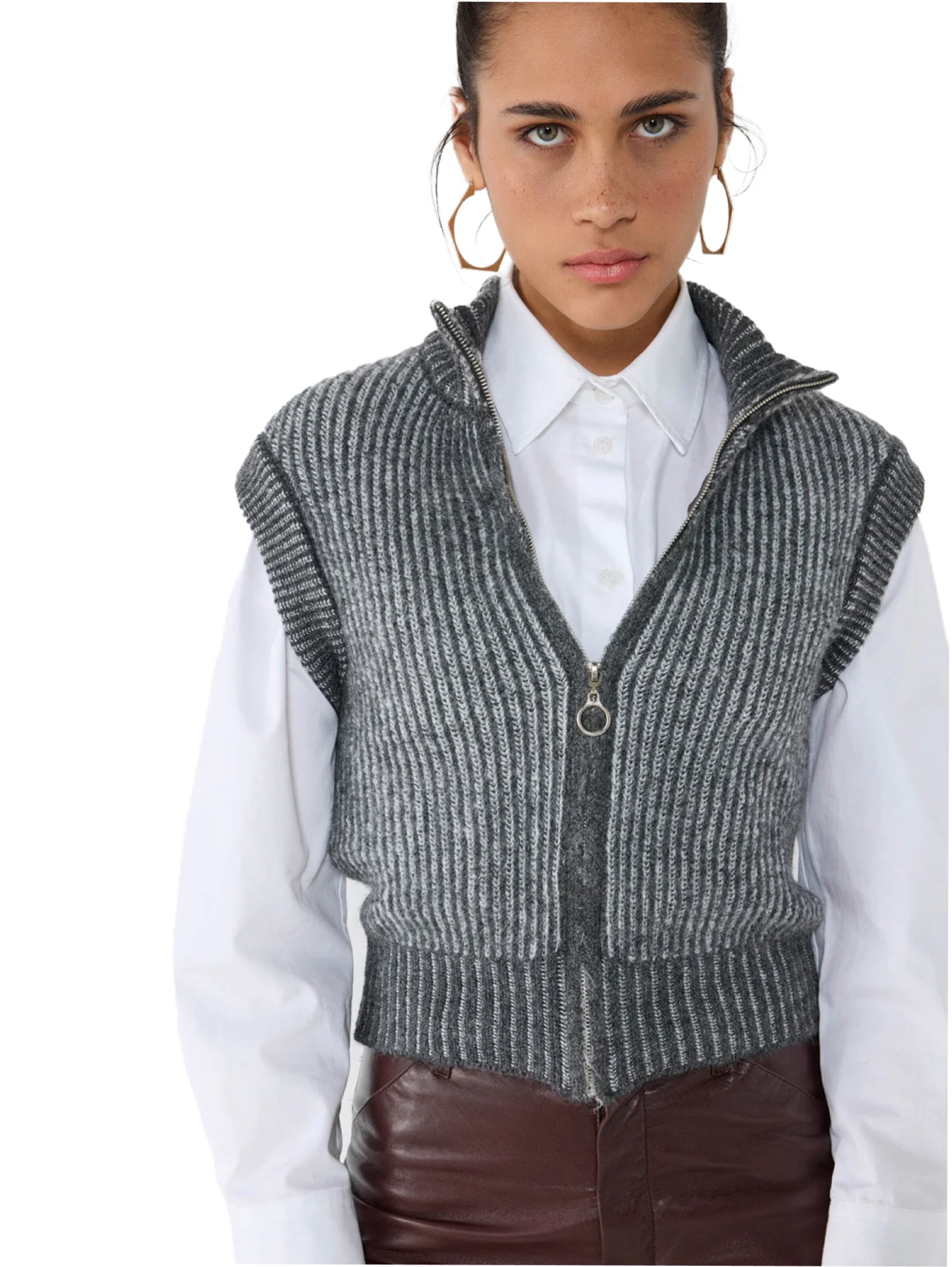 No Matter What Knitted vest in Grey: front