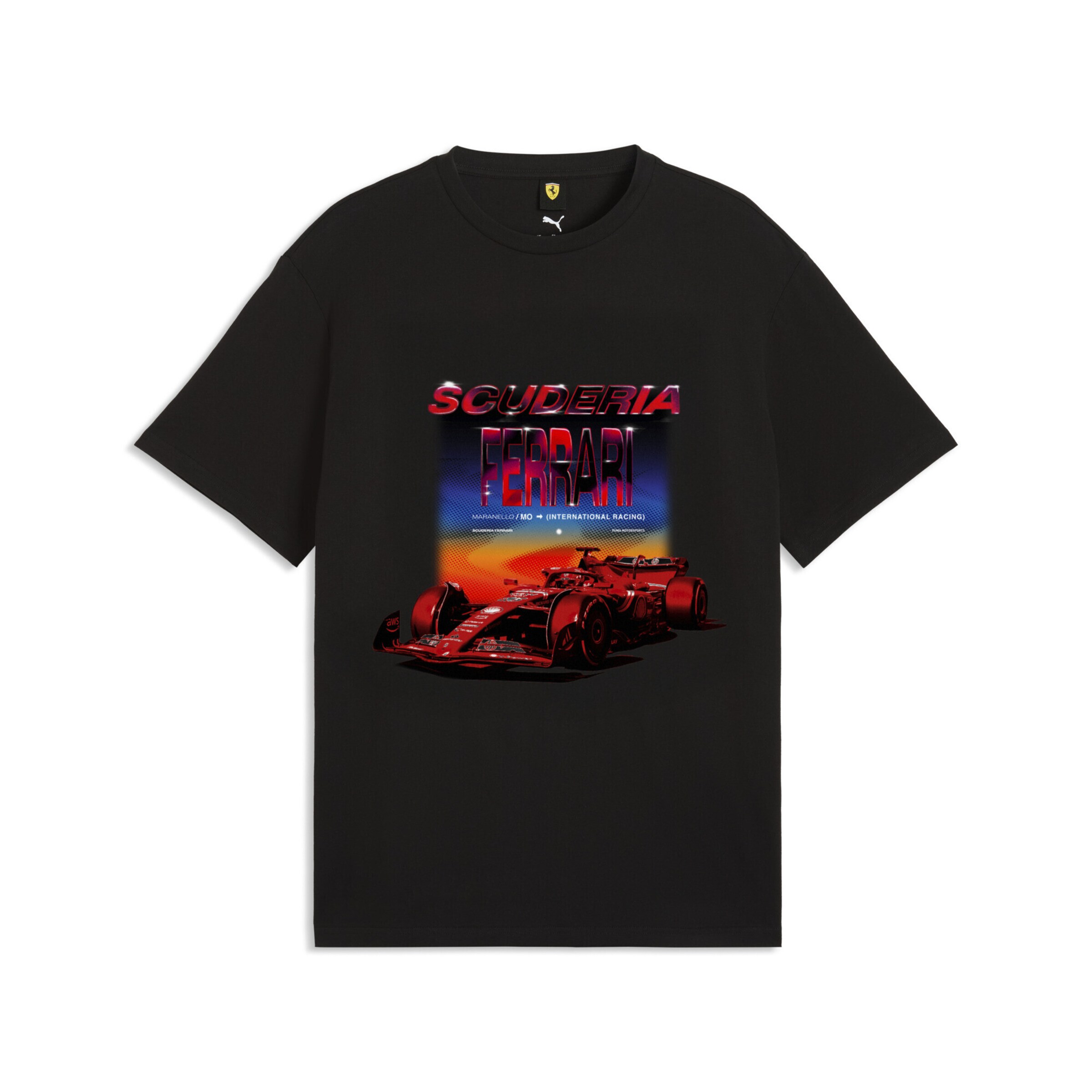 PUMA Functioneel shirt 'Puma x Scuderia Ferrari Tribes' in de kleur Blauw / Oranje / Rood / Zwart, Productweergave
