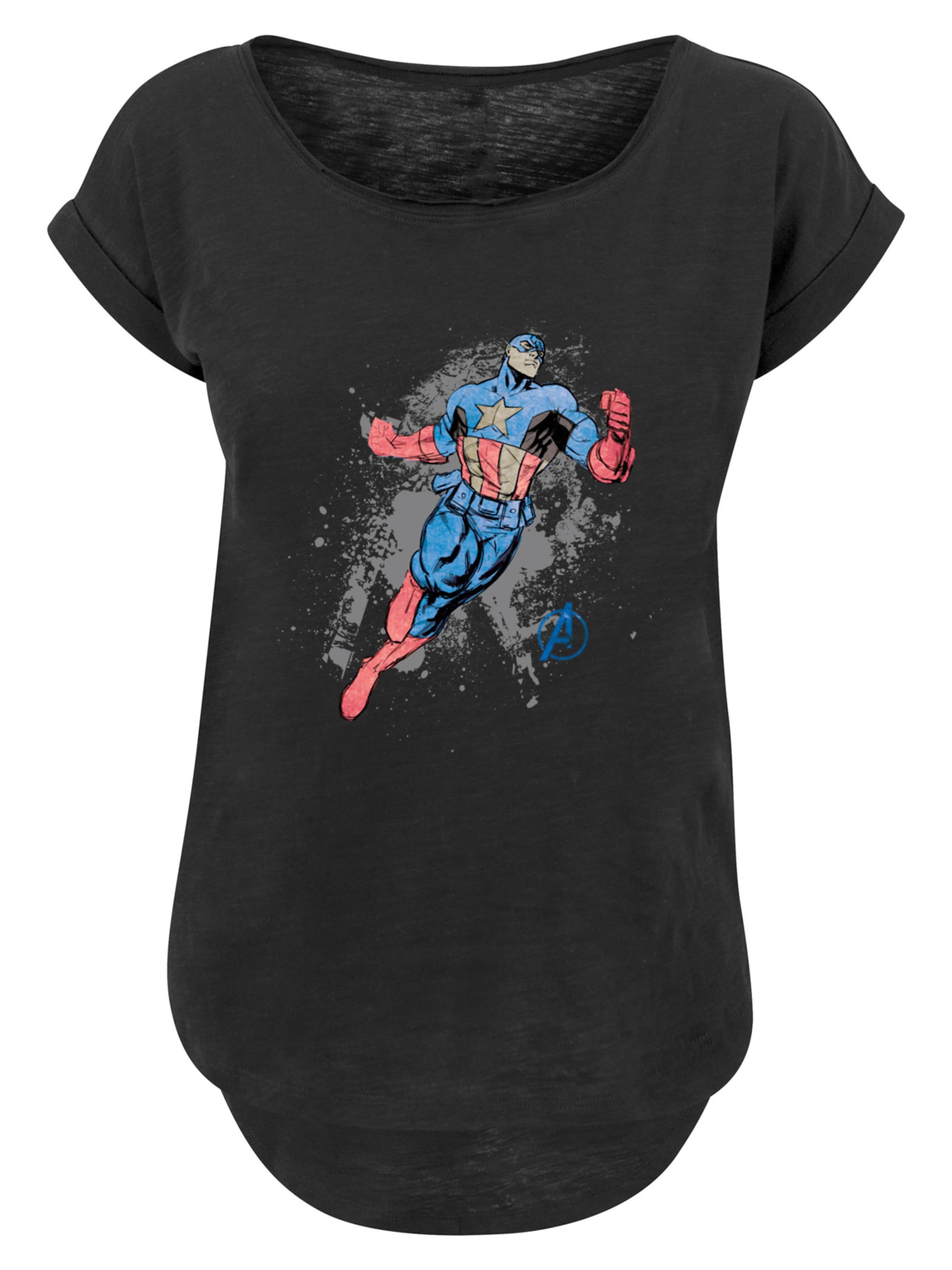 Frauen Shirts & Tops F4NT4STIC Shirt 'Marvel Avengers Captain America Splash' in Schwarz - OS69537