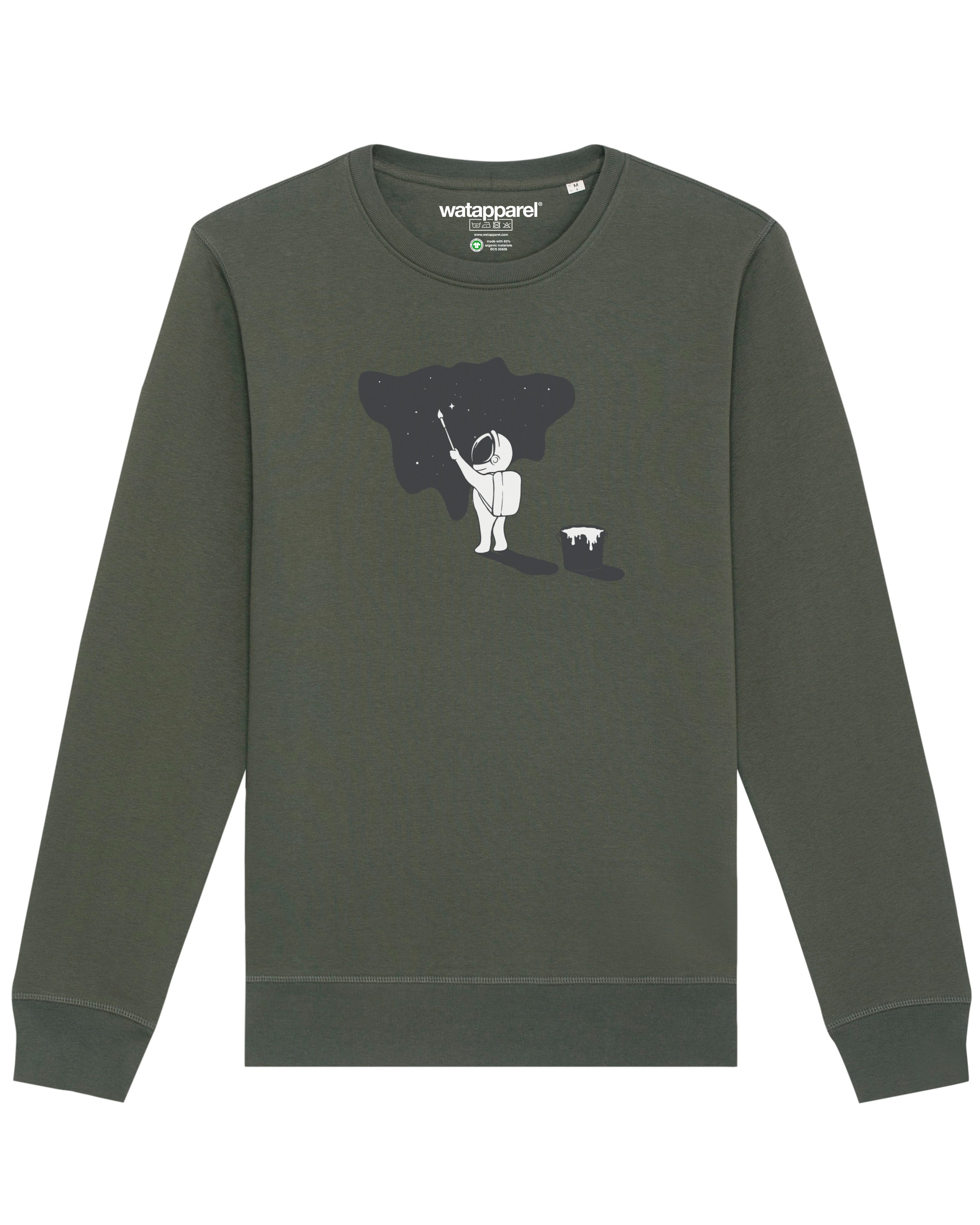 Watapparel Sweatshirt ' Painting space ' in Groen: voorkant