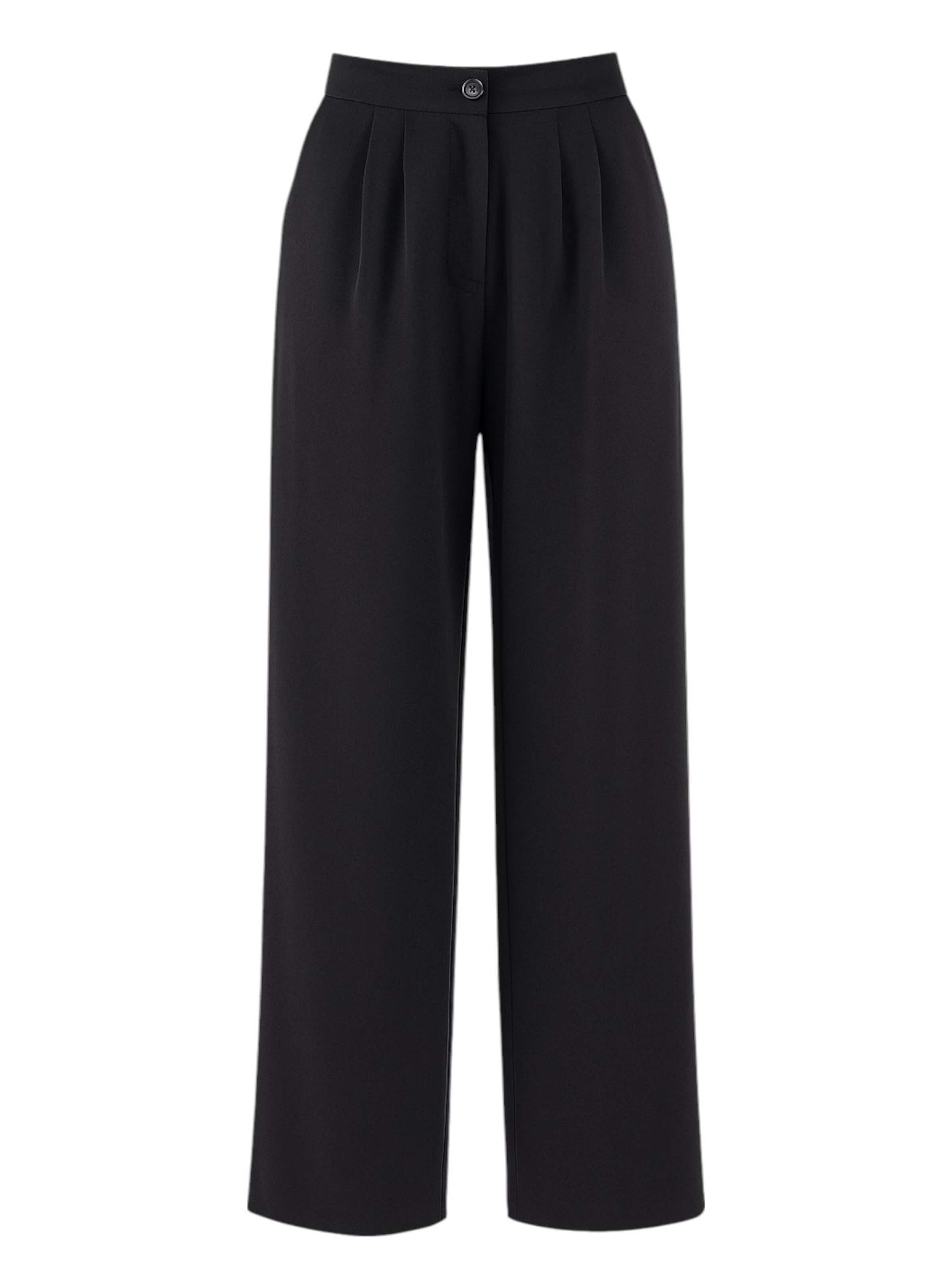 fashionshowcase - Pierna ancha Pantalón plisado 'ALYA' en negro: frente