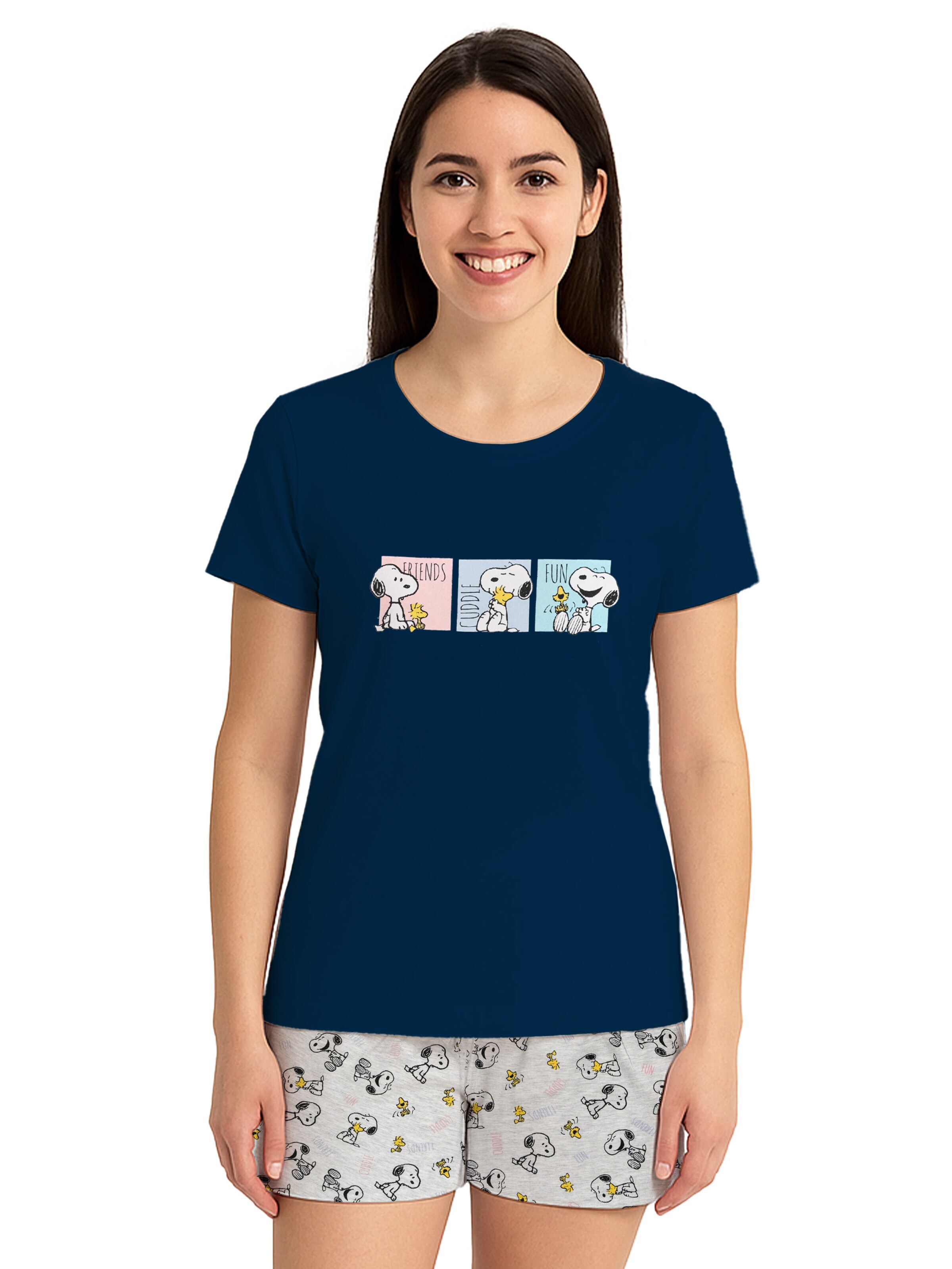 Snoopy & Die Peanuts Shorty 'Friends Cuddle Fun' in XL in Navy, Item view