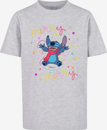 Maglietta 'Lilo And Stitch - Merry Rainbow' di ABSOLUTE CULT in grigio: frontale