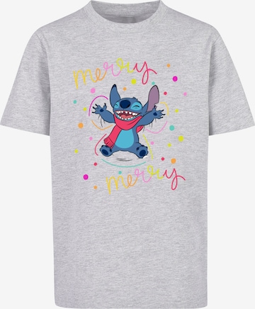 ABSOLUTE CULT T-Shirt 'Lilo And Stitch - Merry Rainbow' in Grau: predná strana