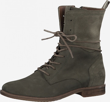 TAMARIS Lace-up bootie in Green: front
