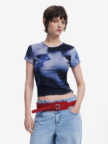 T-shirt 'Kiss' Desigual en bleu : devant