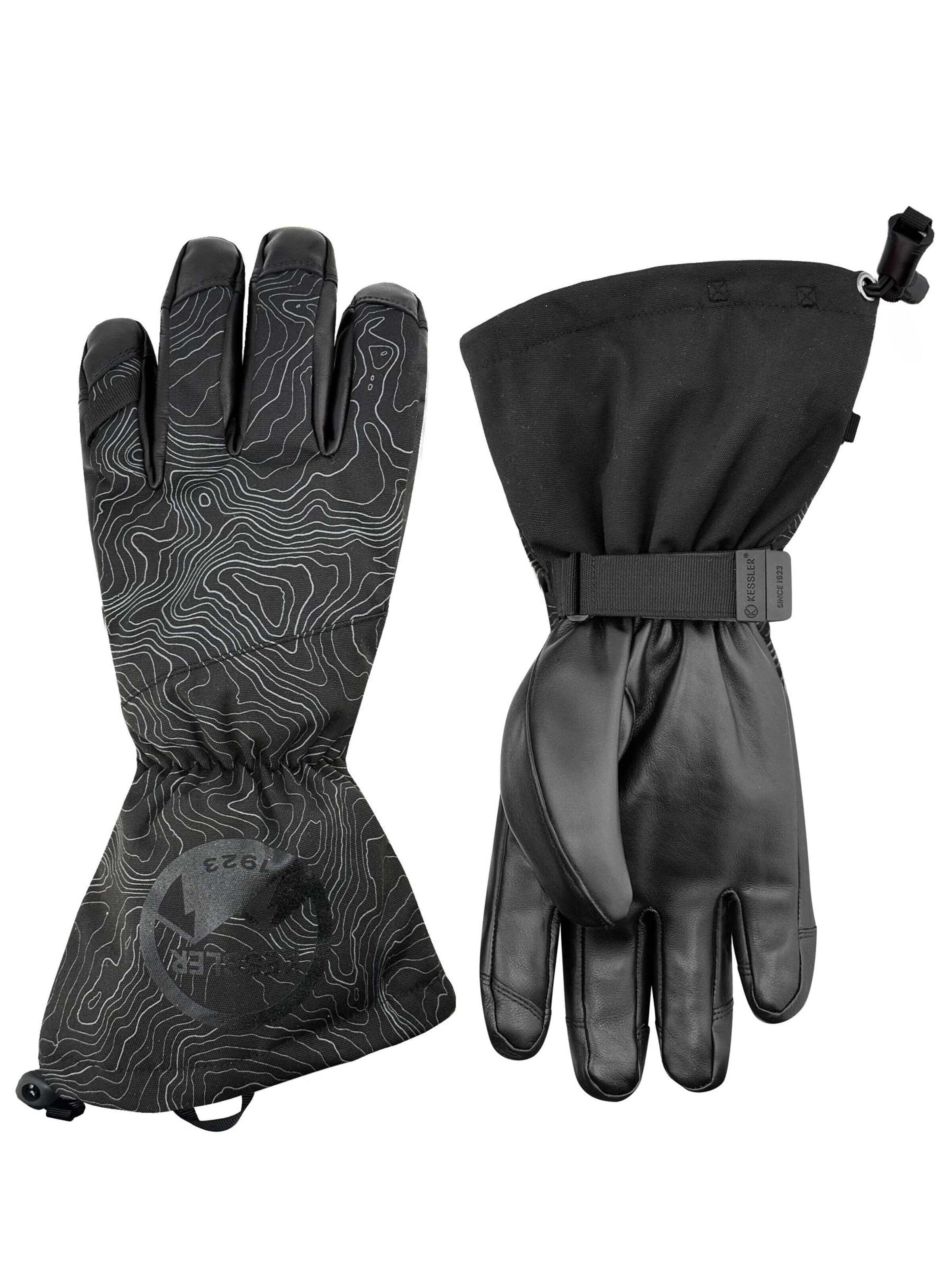 KESSLER Full Finger Gloves in Black: front