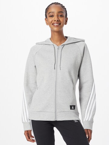 ADIDAS SPORTSWEAR Athletic Zip-Up Hoodie 'Future Icons 3-Stripes ' in Grey: front