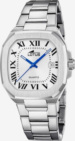 Montre à affichage analogique Lotus en argent : devant