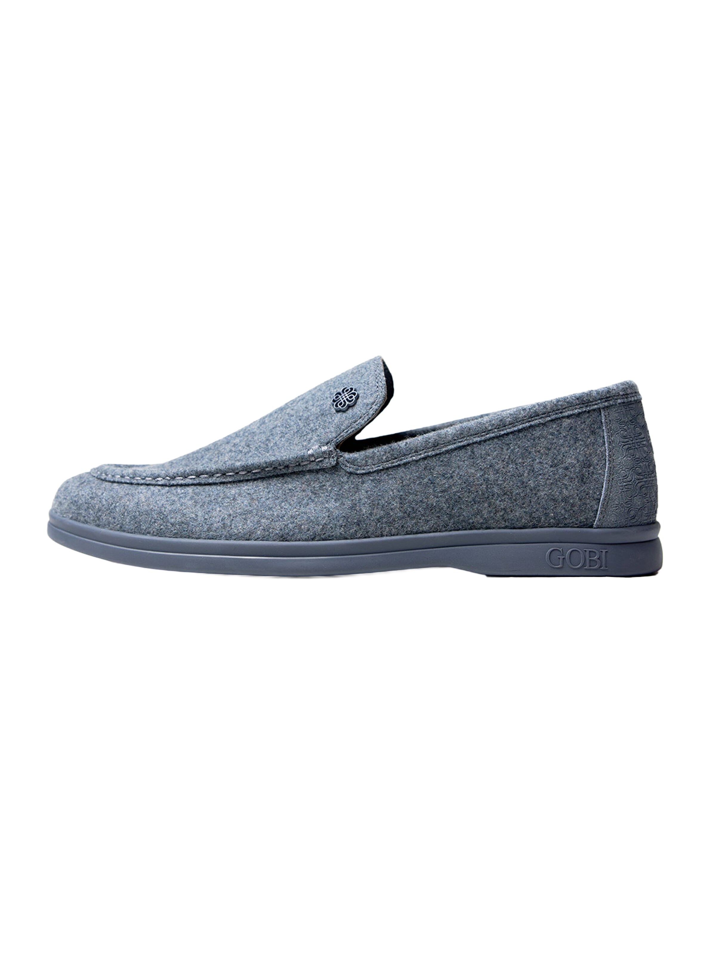 GOBI Cashmere Classic Flats 'Men's Cashmere Loafers' in Grey: front