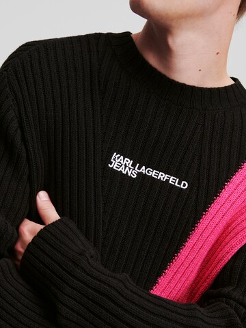 KARL LAGERFELD JEANS Πουλόβερ 'Ribbed Blocked' σε μαύρο