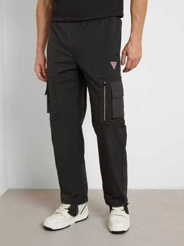 GUESS Regular Cargo Pants in Black: front