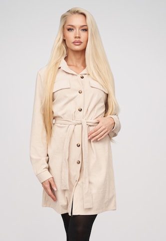 Abito camicia di Cloud5ive in beige: frontale