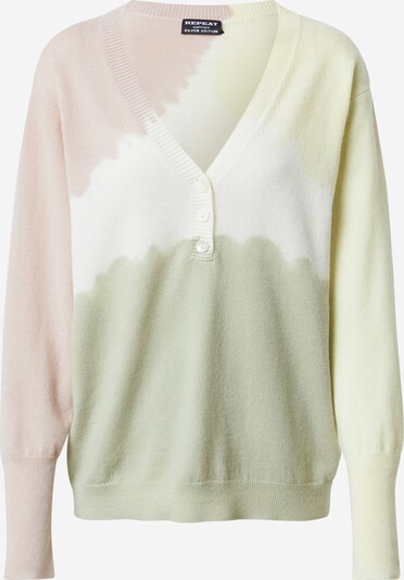 REPEAT Cashmere Пуловер в пастелно жълто / пастелно зелено / антично розово / бяло, Преглед на продукта