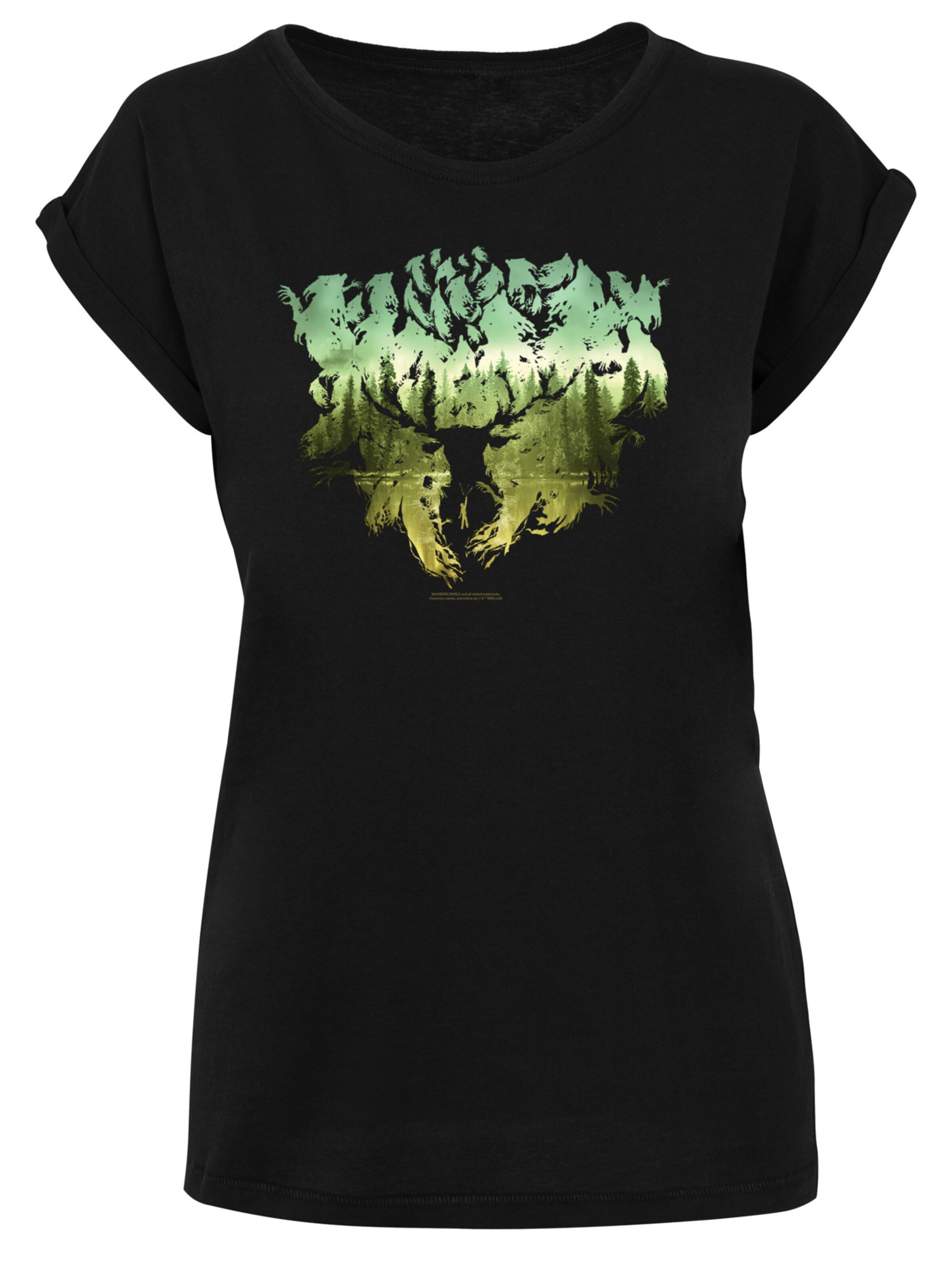 F4NT4STIC Shirt 'Harry Potter Magical Forest' in Zwart: voorkant