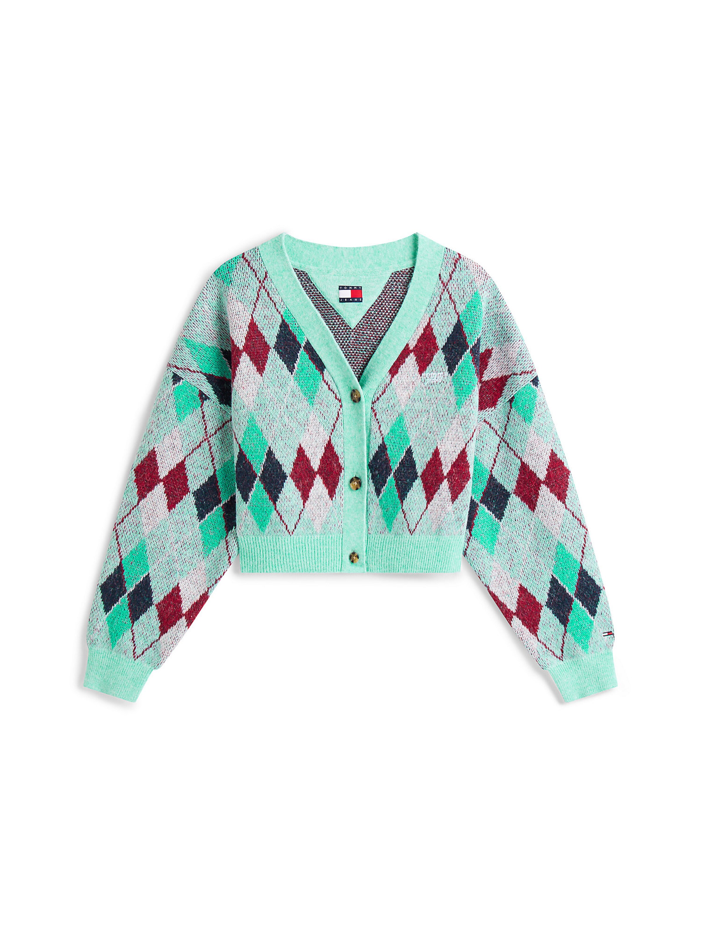 Tommy Jeans Gebreid vest in Groen: voorkant