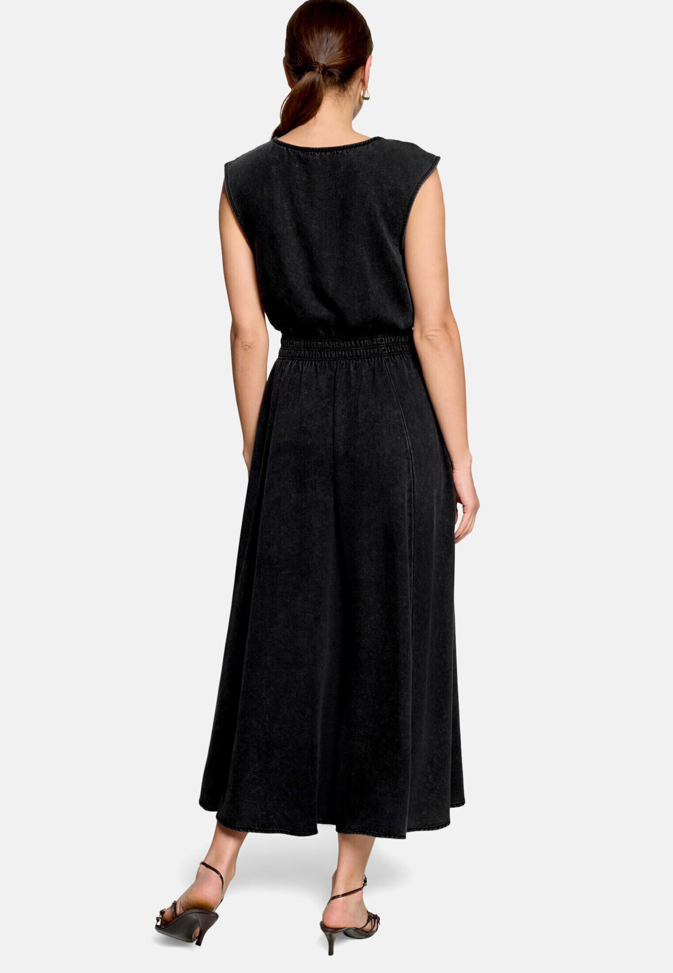 zero Midikleid mit elastischem Bund in Schwarz