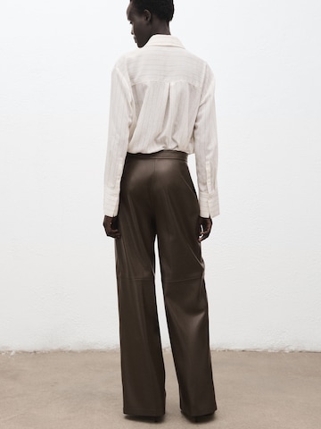 MANGO Wide Leg Hose 'Riga' in Braun
