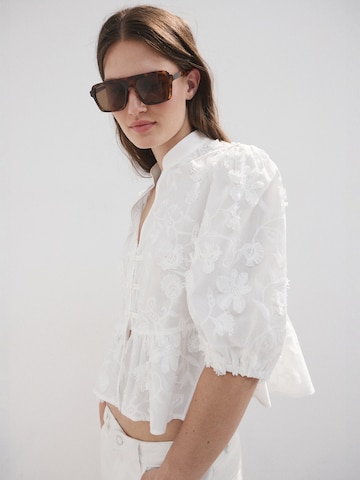 MANGO Bluse 'CAPUCHIN' in Weiß