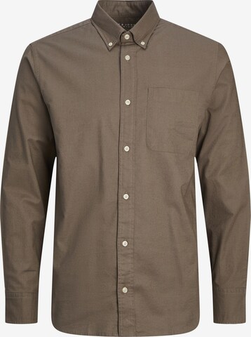 JACK & JONES Regular fit Button Up Shirt in Brown: front