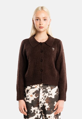 Another Cotton Lab Strickjacke in Braun: Vorderseite