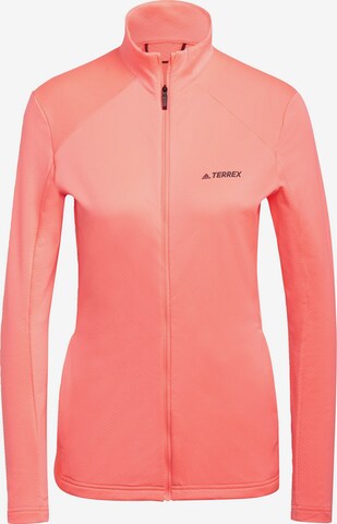 ADIDAS TERREX Athletic Zip-Up Hoodie in Orange: front