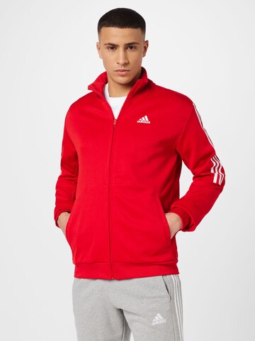 ADIDAS SPORTSWEAR Athletic Zip-Up Hoodie 'Tiro Suit-Up' in Red: front