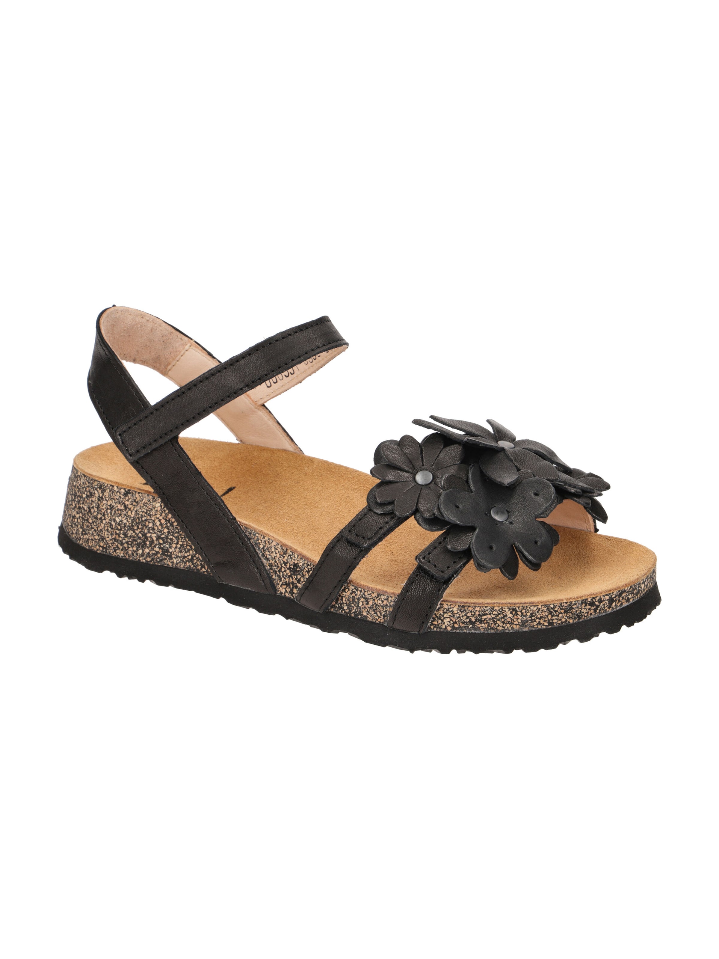 THINK! Sandals 'Think Koak Sandale schwarz Leder-Blüten 551' in Black: front