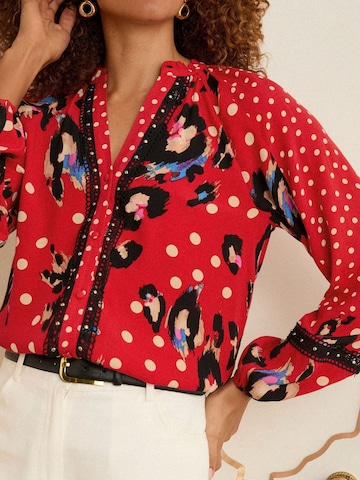 Chemisier love & roses en rouge