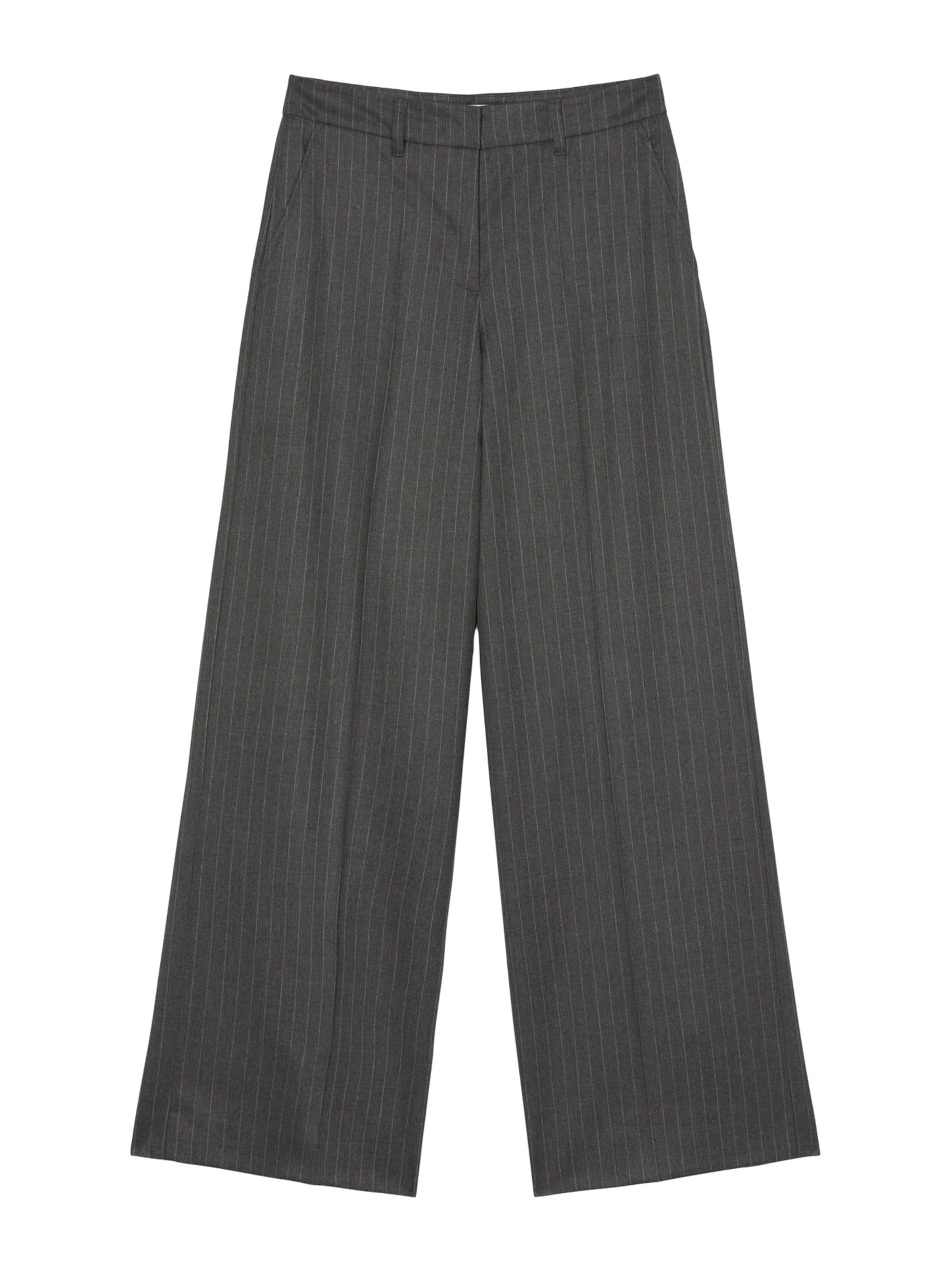 Marc O'Polo Wide leg Pantalon in Grijs: voorkant