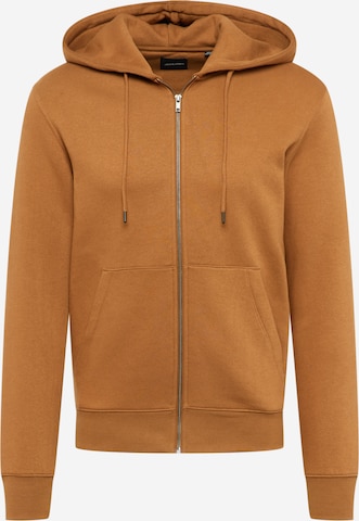 JACK & JONES Zip-Up Hoodie 'Star' in Brown: front