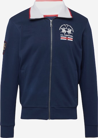 La Martina Zip-Up Hoodie in Blue: front