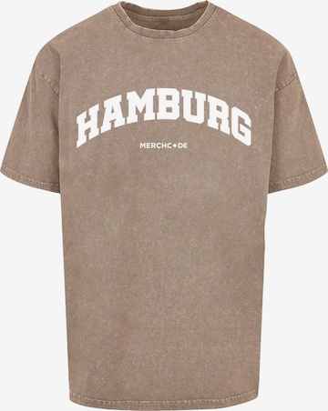 Merchcode Shirt 'Hamburg' in Bruin: voorkant