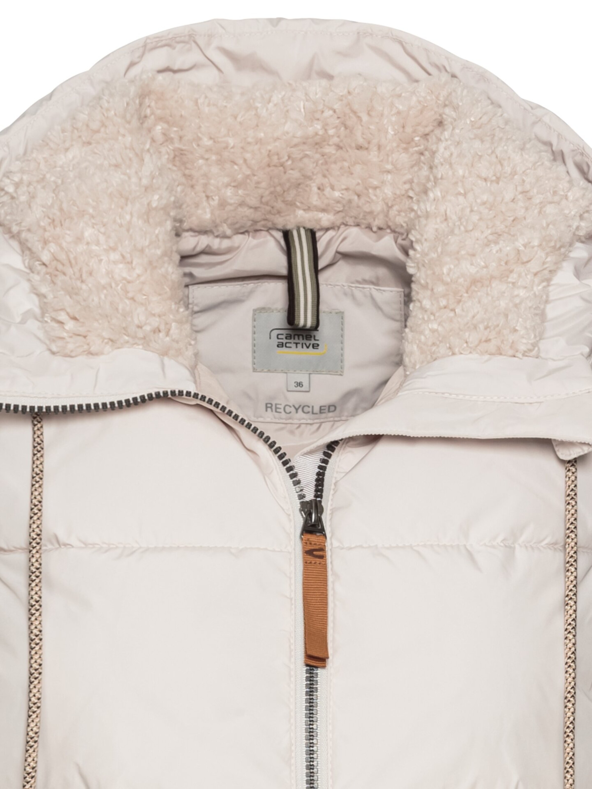 CAMEL ACTIVE Lange Pufferweste mit Kapuze in Beige