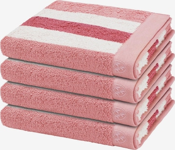 ROSS Handdoek 'Doubleface Stripes' in Roze: voorkant