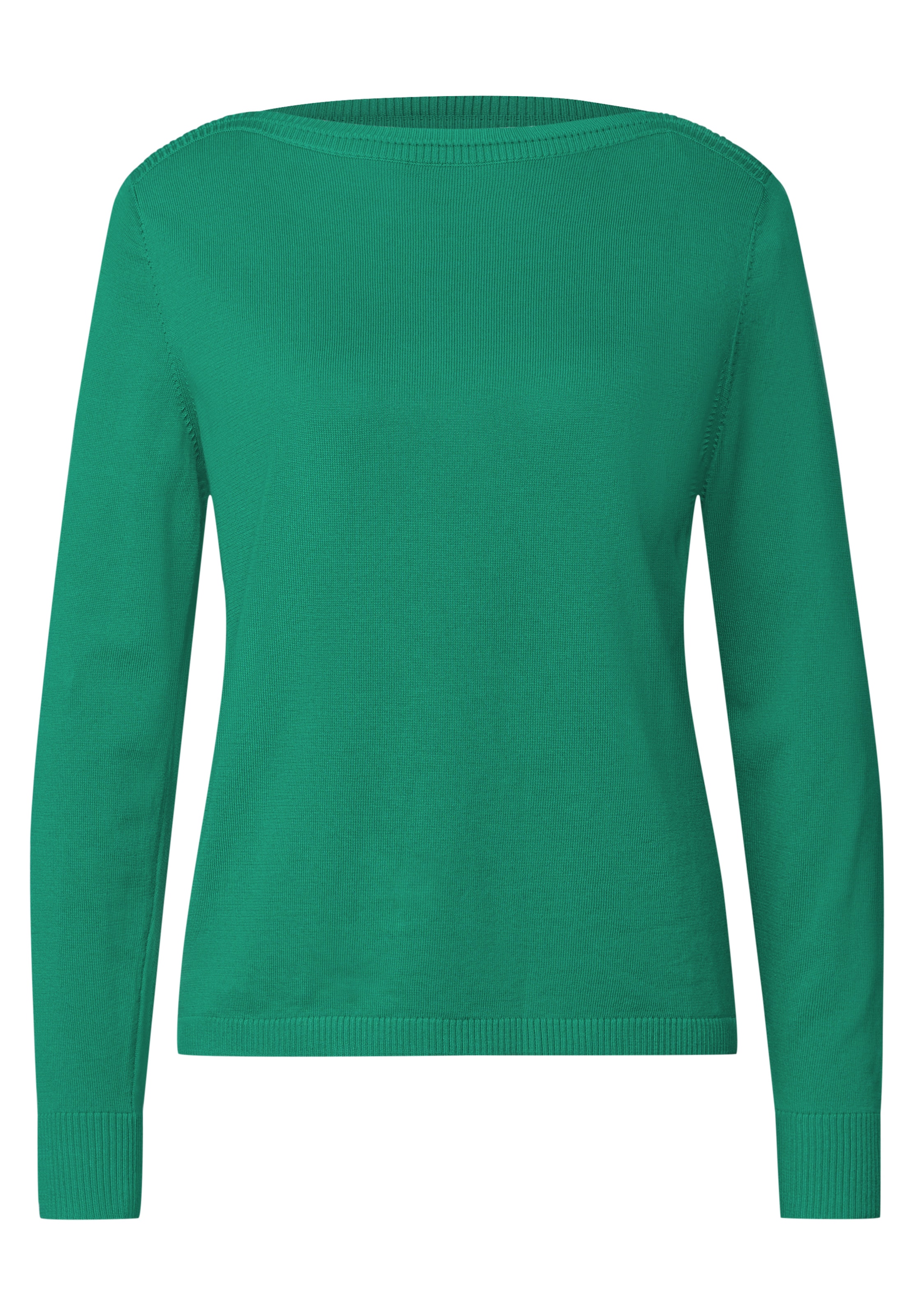 STREET ONE Basic Pullover mit U-Boot-Ausschnitt in Grün: Vorderseite